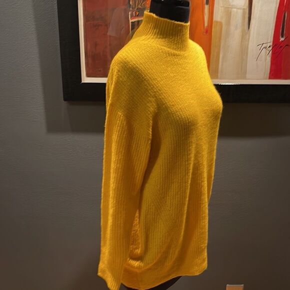 Express gold lightweight soft long mock turtleneck. Acrylic/nylon/spandex blend. - Picture 3 of 5